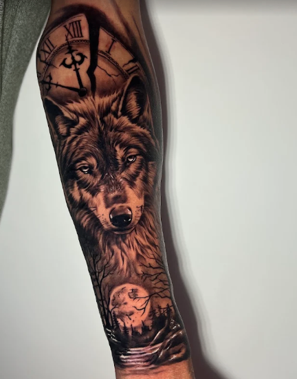 Tatuagem de Lobo no estilo Vida Selvagem