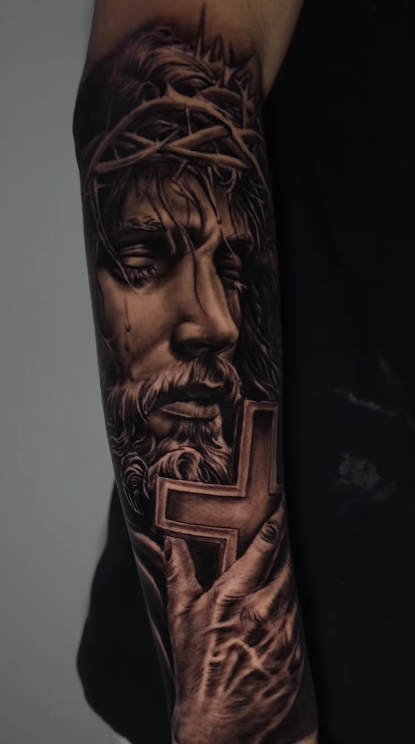 Tatuagem de Jesus no estilo Religiosas